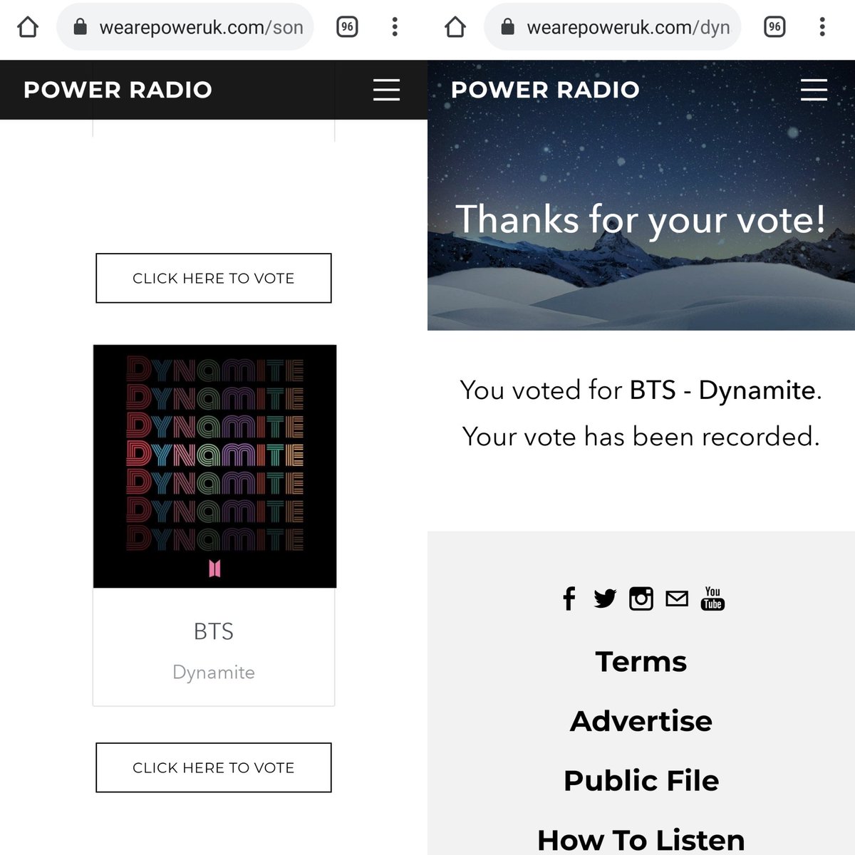 _LOVE_BTS's tweet photo. ARMY, también tenemos esta v*tación de Power Radio UK. @BTS_twt está nominado en 3 categorías:

• Best Group
• Best Song of 2020 - Dynamite
• Best Album - BE

✓Terminan el 29 de diciembre
Link:https://t.co/EzmHO9PLDP https://t.co/nhWUuNWY1v