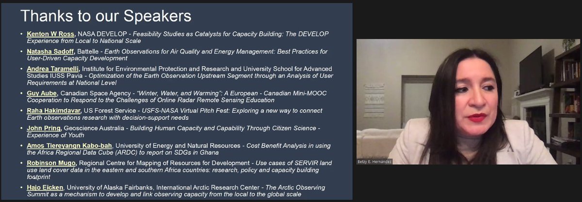 "Addressing the Need for Earth Observation Capacity Development at Local, National, Regional, and Global Scales" @  #AGU20 - now it's time for this session's panel discussion!  https://twitter.com/BZgeo/status/1336121750678097926