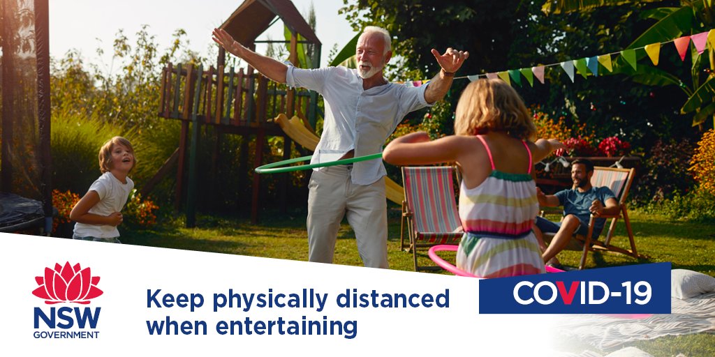 NSWHealth's tweet photo. Up to 50 people may visit another household, although @NSWHealth strongly recommends having no more than 30 visitors at a time if the residence has no outdoor space. 

Limiting the numbers of visitors helps everyone maintain physical distancing.  

https://t.co/DE0AN1Zt4s https://t.co/uTVzivXWou