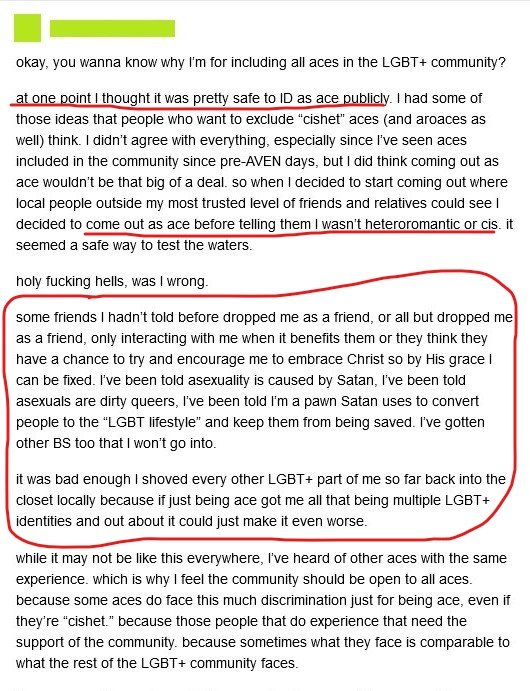 Allo cishets often don't embrace aces.Sure, they might accept "cishet" aces, but usually because they assume that those "cishet" aces are fellow allo cishets. That's not acceptance.Otherwise, there's a whole lot of insulting, pity, suggesting/attempting to "fix" aces, etc.
