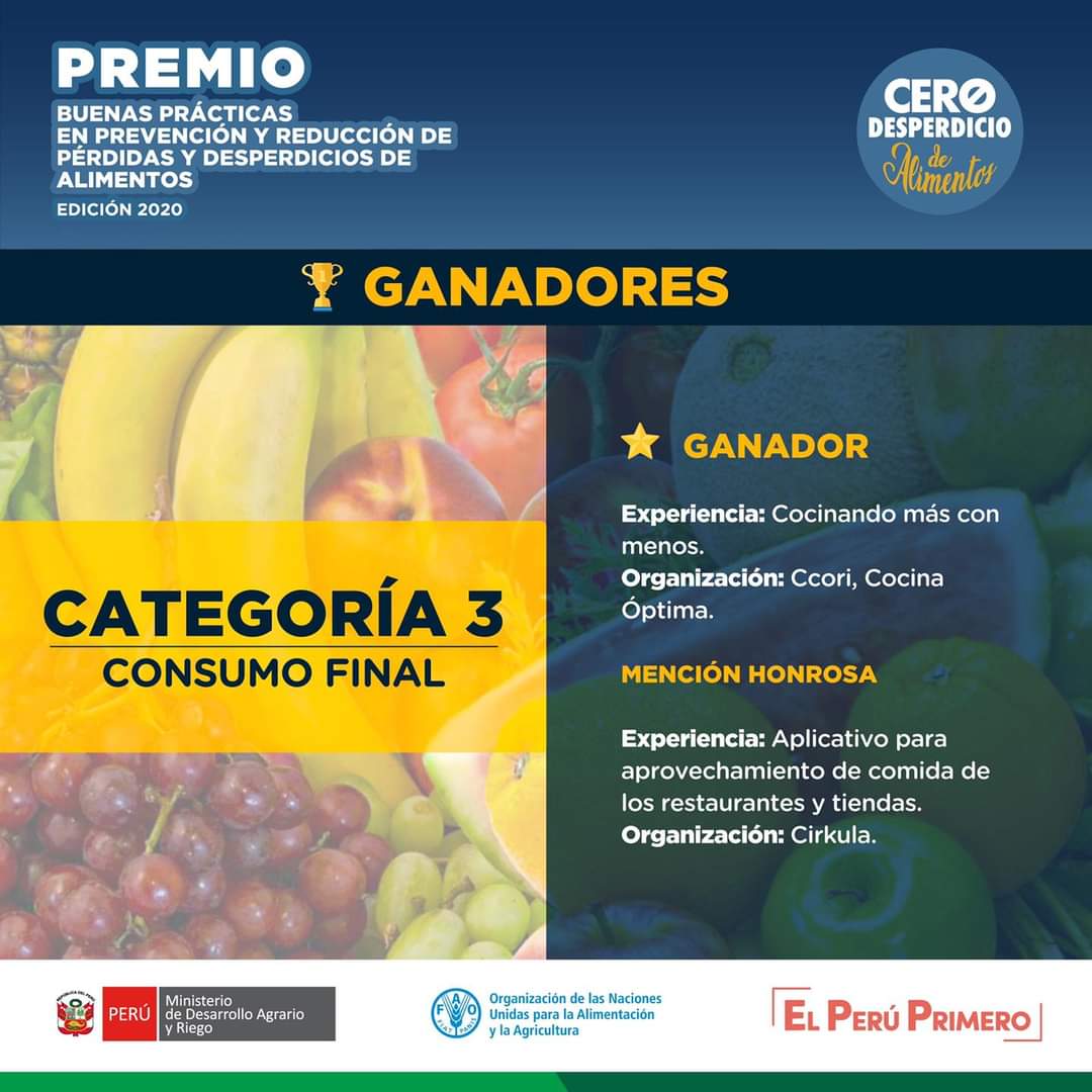 FAOPERU's tweet photo. [Premio PDA] Premio Buenas Prácticas reconoce las acciones que inciden en prevenir y reducir las pérdidas y desperdicios de alimentos, valorando los productos y la labor del campo. 🥑🥭🥔 ¡Conoce los ganadores! ¡¡Felicitaciones!! 
#HambreCero https://t.co/C70VUpXCxW