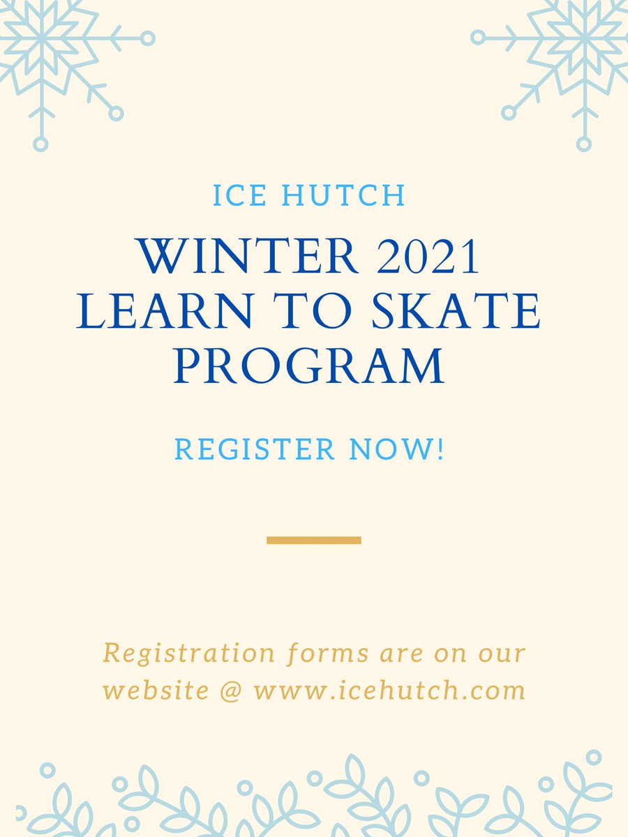 We are now accepting registration for our Winter 2021 Learn to Skate Program. All information and registration forms are on our website. We offer classes for ages 4 &amp; up and all levels of figure skating⛸ and hockey🏒 #icehutch #winter #iceskating #learntoskate
