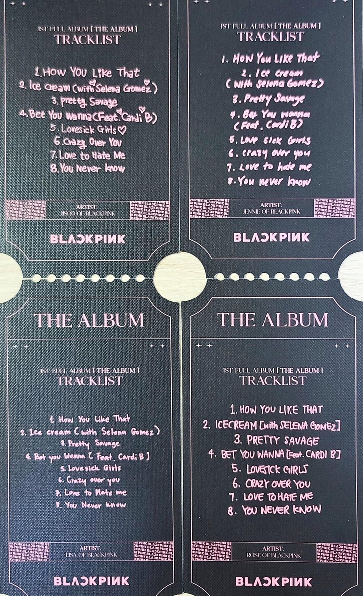 omg these are so pretty😭 the track list written in the girls handwriting 🥺 @BLACKPINK