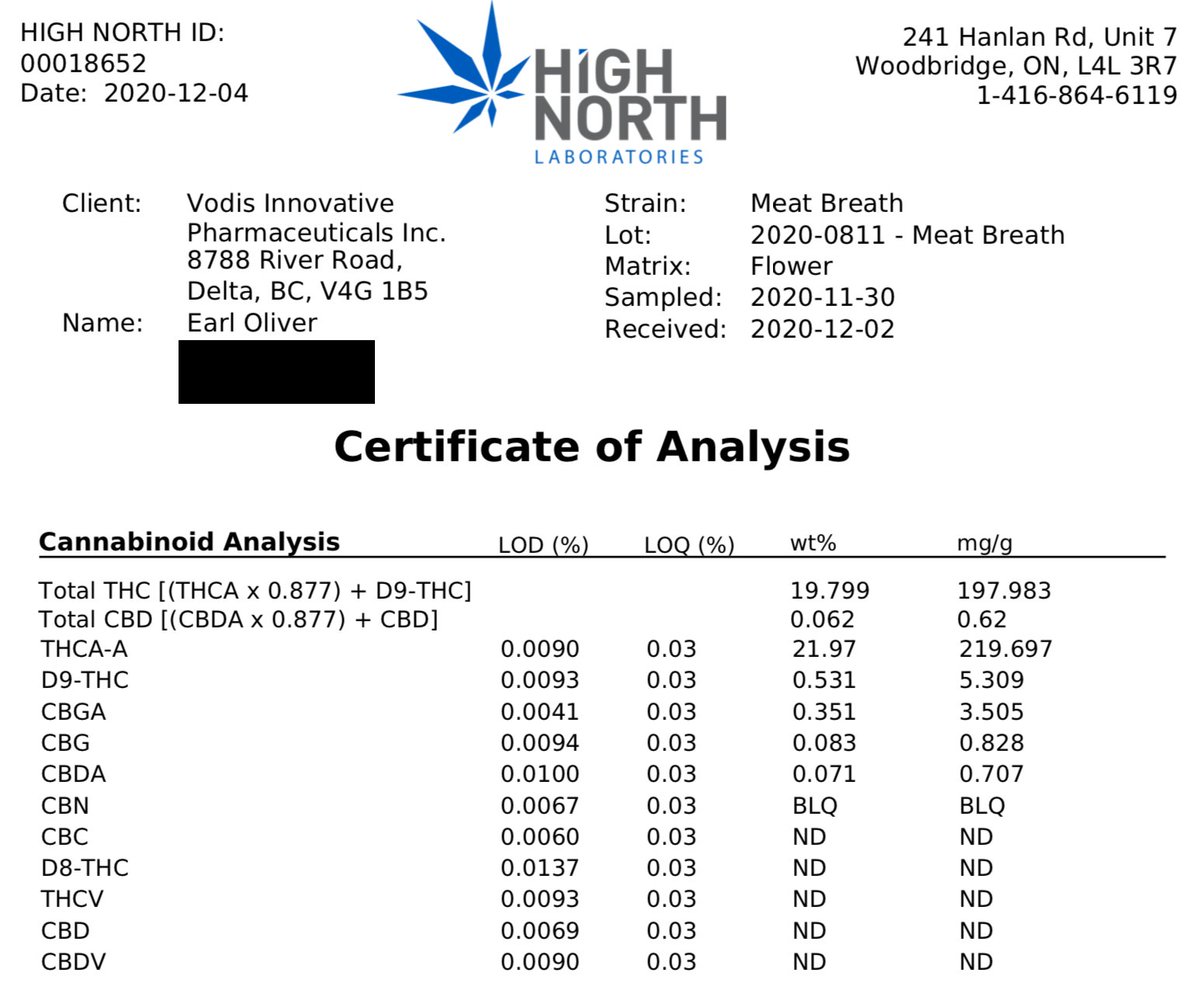 eaoliver's tweet photo. I just released a batch of #MeatBreath for shipment to @ShelterCannabis.  This crop was grown in soil, an experiment for us to see if we could get the terpenes higher.  Terps were the same, but THC % was slightly lower.  Passed microbials.  This batch will be delicious. 🤤#crop3 https://t.co/WpkPu5db1T