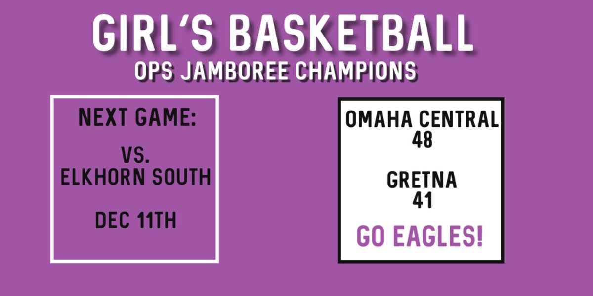 FINAL: @OPSCentralGBB wins the OPS Jamboree Tournament in a close game against Gretna! Way to go Eagles! #gocentral 💜🦅🏆