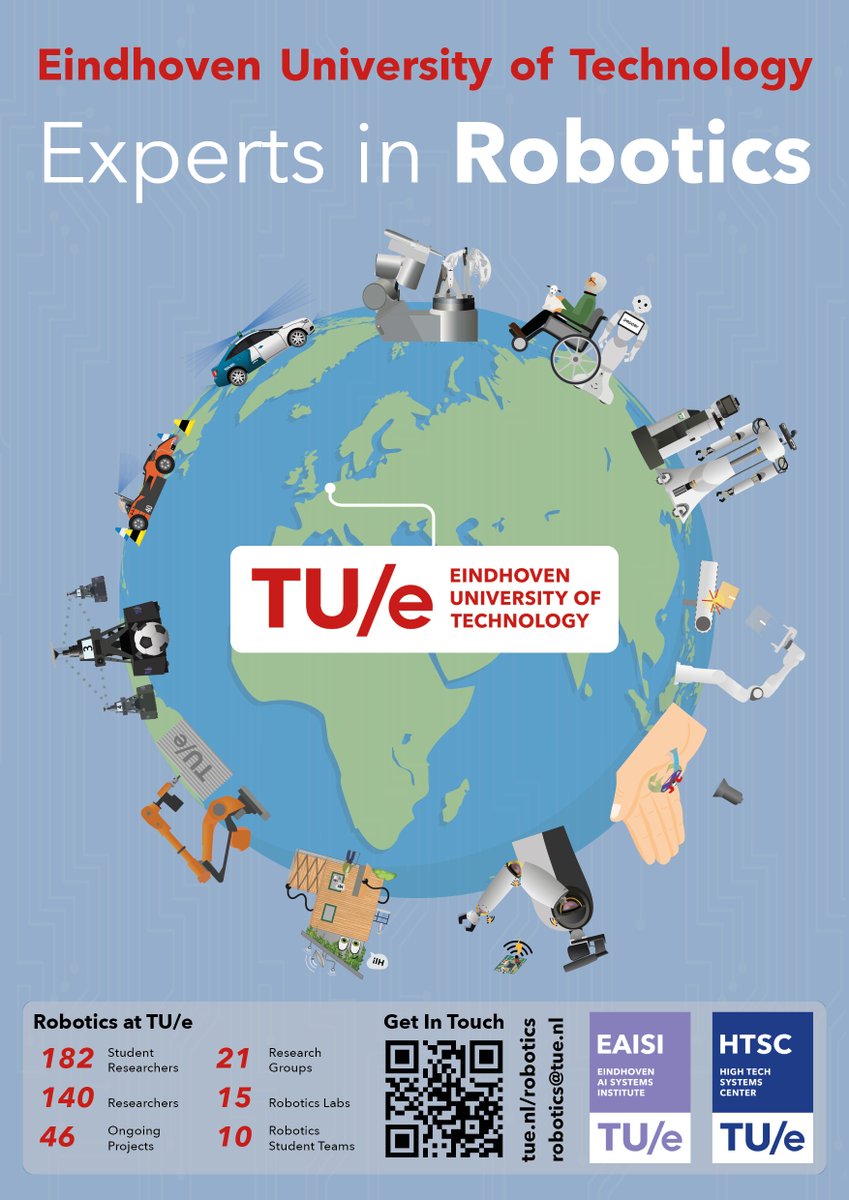 TUeHTSC's tweet image. In case you missed some of the articles of our series about iconic and innovative robotics technologies developed by @TUeindhoven, check out this overview bit.ly/2IqAQuF #RoboticsatTUe #robotics #systemsengineering #AIinEngineering #innovation #research #Eindhoven #AI