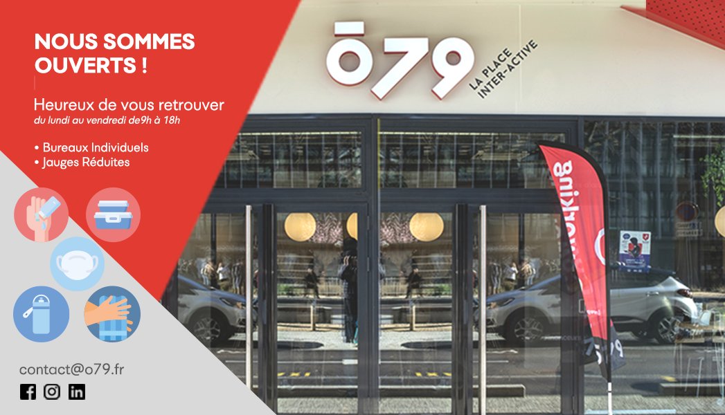 C'est ouvert ! le o79 vous accueille dans le respect des consignes sanitaires, place de la gare à Chambéry. #coworking #teletravail
