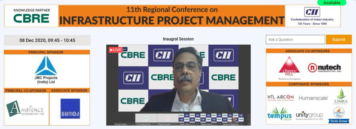 CBRE_India's tweet photo. Next up,
Our #ProjectManagement experts, Virender Gupta and Manmohan Nijhawan join esteemed panelists for a session on 'Unlocking Opportunities for 2021' discussing ways to prepare for the future of #constructionindustry in the post-Covid-19 era.
#CBRELive #CBRExCII @CBREPJM https://t.co/VLoyaPflvI