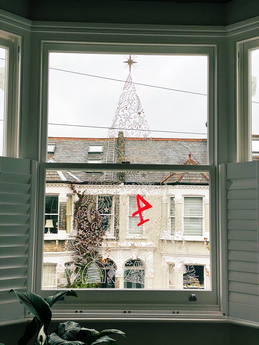 My environmentally friendly and botanical take of a Christmas Tree. Hand drawn using a chalk pen 🎄 #ChristmasTree #art #festivewindow