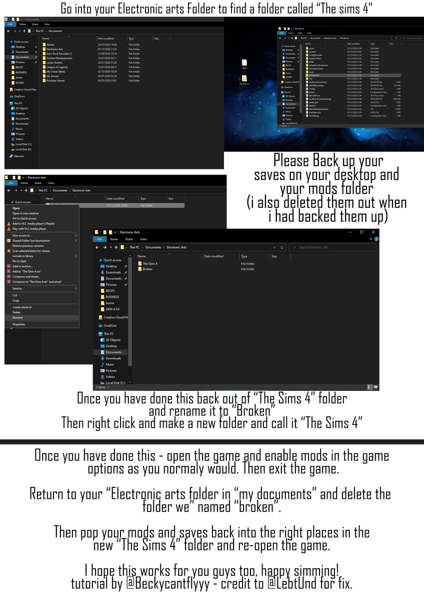 BeckyCantFlyyy's tweet image. Hi twitter, for those having issues still with enabling mods in your game after the new update to the sims I&apos;ve created a tutorial on what worked for me and some others, I hope this helps - credit to @LebtUnd #Sims4 #updatefix