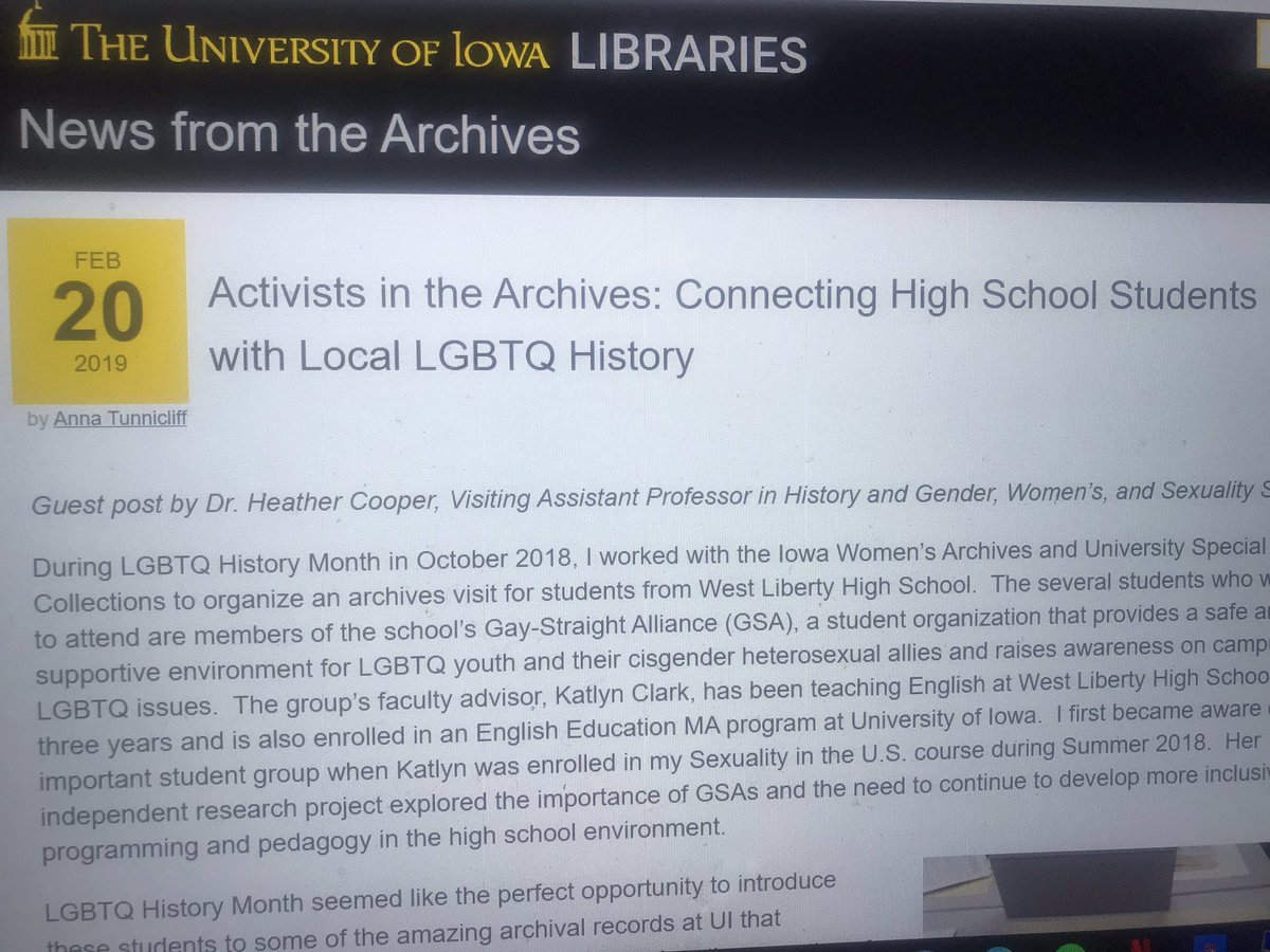 TransWellbeing's tweet photo. I know that many people who are part of the LGBTQ+ community love the University of Iowa because of its efforts to be open and accepting of others. This webpage goes into detail of the sharing the history of people activism that took place to bring equality. https://t.co/JSWrBu7b7k