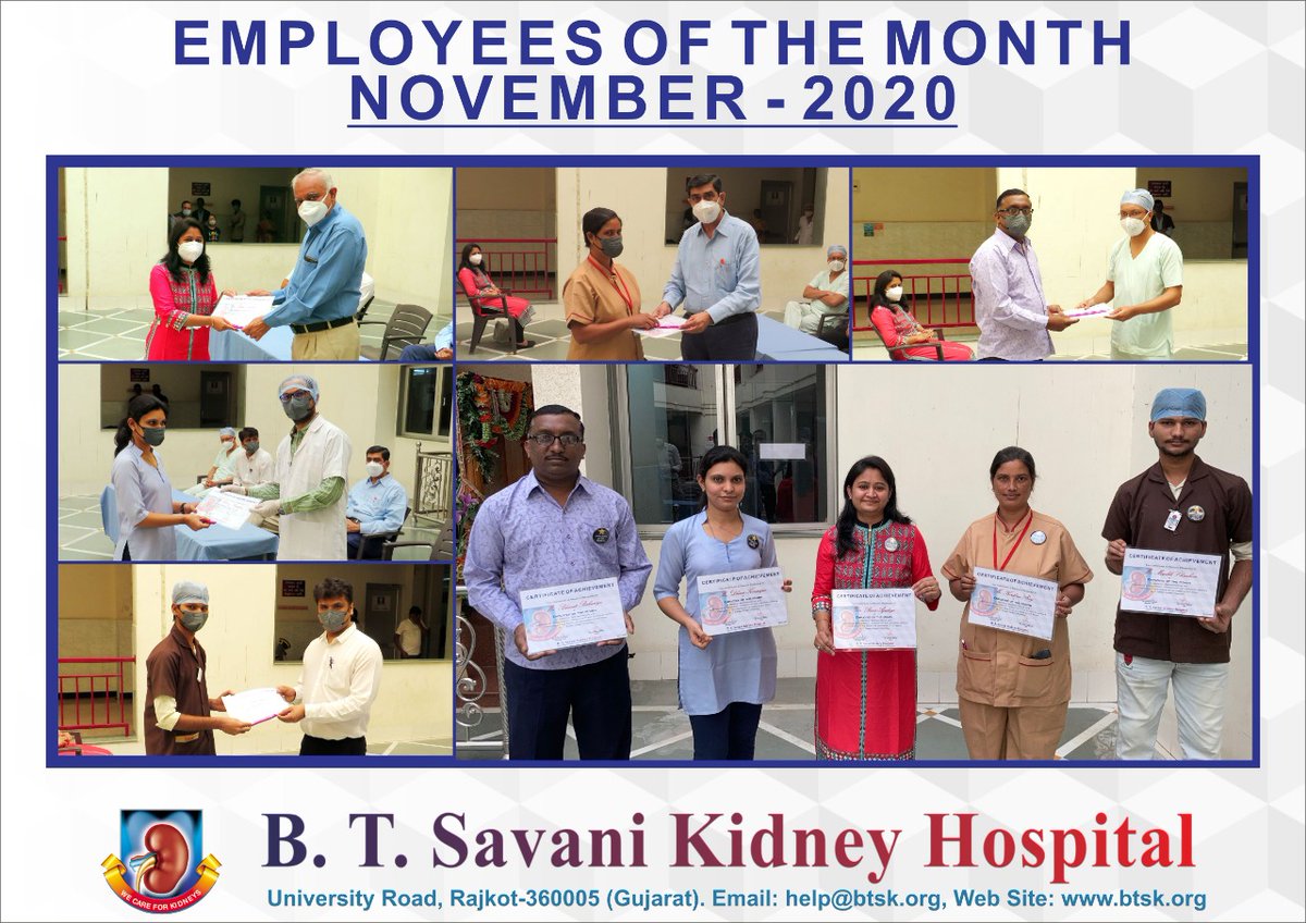 BTSKHospital's tweet photo. Our star performers of November 2020 in patients care.#TwitterStory #appriciate #bestemployees #employee #clinicalassistant #pharmacist #nursing #Operation theatre technician #housekeeping #hospital #health #rajkot #Gujarat #india https://t.co/Mqdd7Tc3mj