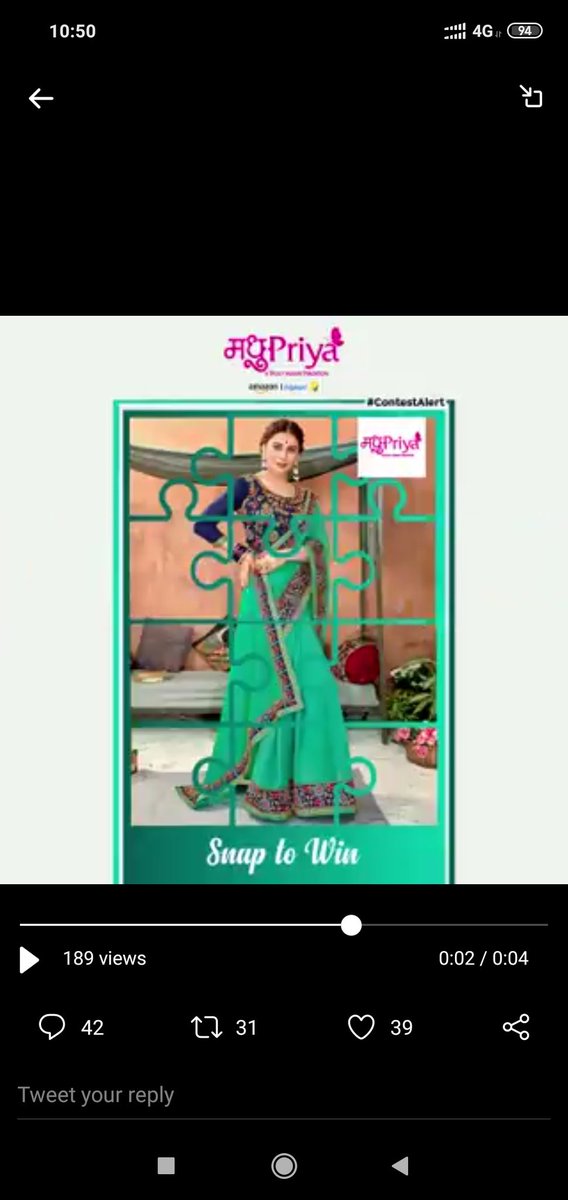 realgulshaan's tweet photo. @Madhupriyasaree #ContestAlert๐
Perfect screenshot team @Madhupriyasaree โค๏ธ๐
#Contest #SnapToWinContest #WinSaree #ContestGiveaway #ContestIndia #MadhupriyaSarees
@Sanket_b23
@Vigneshacc
@AbhishekIPLFeak
@chidambar08
@sun_itsSD
@bhelman9
@karanmantri1
@Lokesh_jhaa
@JainShantilal12 https://t.co/eKUNAr7fTr