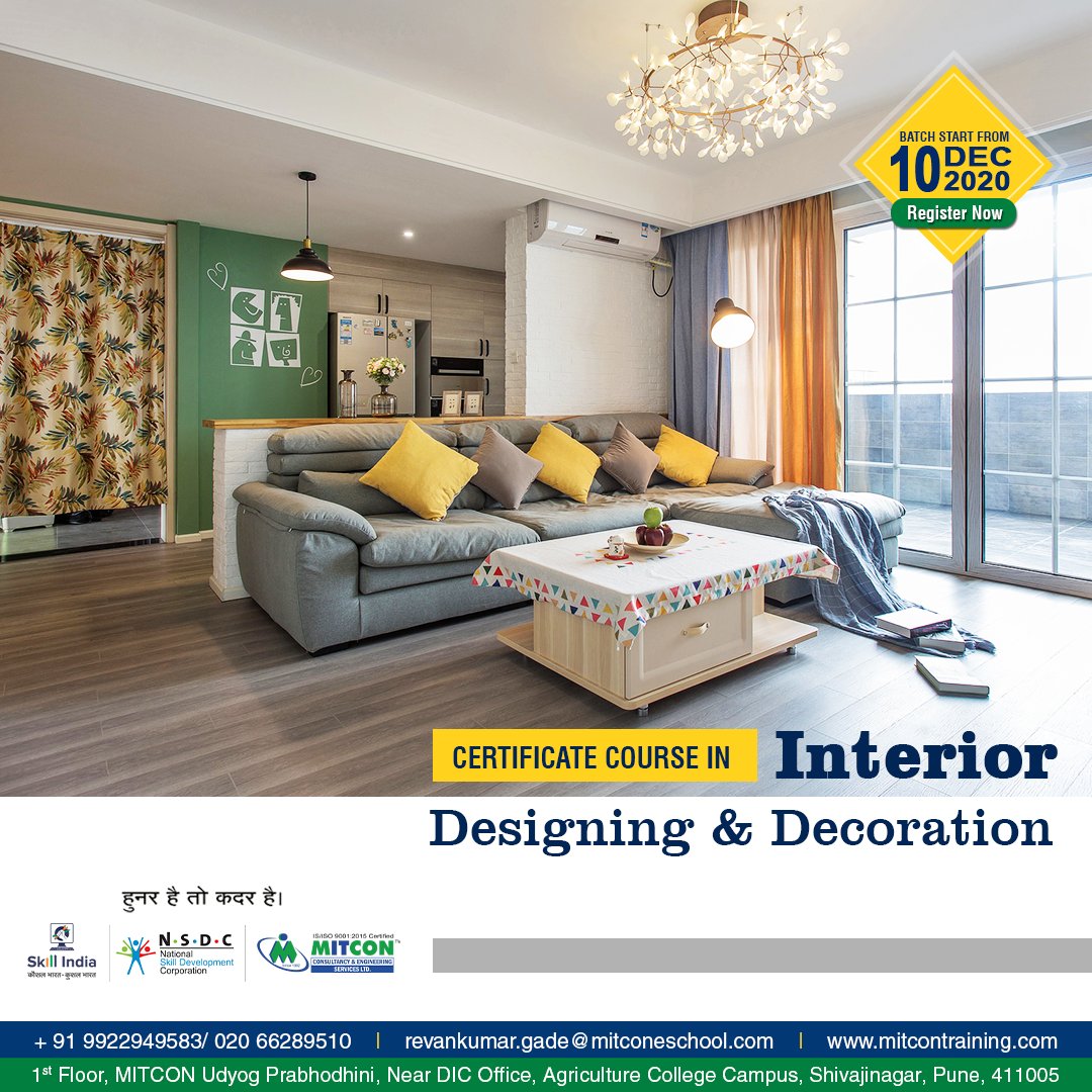 A Course that Turns Your Passion into a Career
Certificate Course in Interior Designing & Decoration

#Design #Interiordesign #Homedecor #Students #Diplomacourses #India #MITCON #CertificationCourses #DegreeCourses #MITCON_SkillDevelopment #InteriorDesigningCourse #CareerAtMITCON