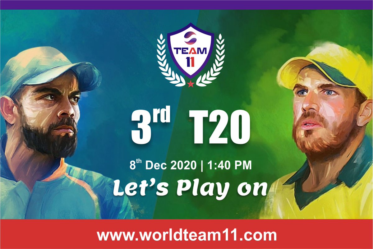 WorldTeam11's tweet photo. Get ready for the war of #India Vs #Australia 
3rd T20I Match today at 1:40 PM.

Boost up your excitement with WorldTeam11.
https://t.co/cbTmS9Js9E

#WorldTeam11 #FantasyCricket #CreateTeamToMakeDream #cricket #INDvAUS #AUSvsIND #ViratKohli #AaronFinch #T20Series #T20Cricket https://t.co/uWF04Cus3V