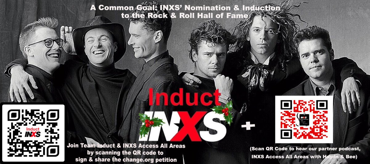 Help make the #HolidaySeason merry & bright for #INXSFans worldwide...please scan the QR codes to #signthepetition to #inductinxs, then check out the INXS Access All Areas podcast for everything you need to know about #MichaelHutchence & #INXS 
#timelessmusic #iconicband