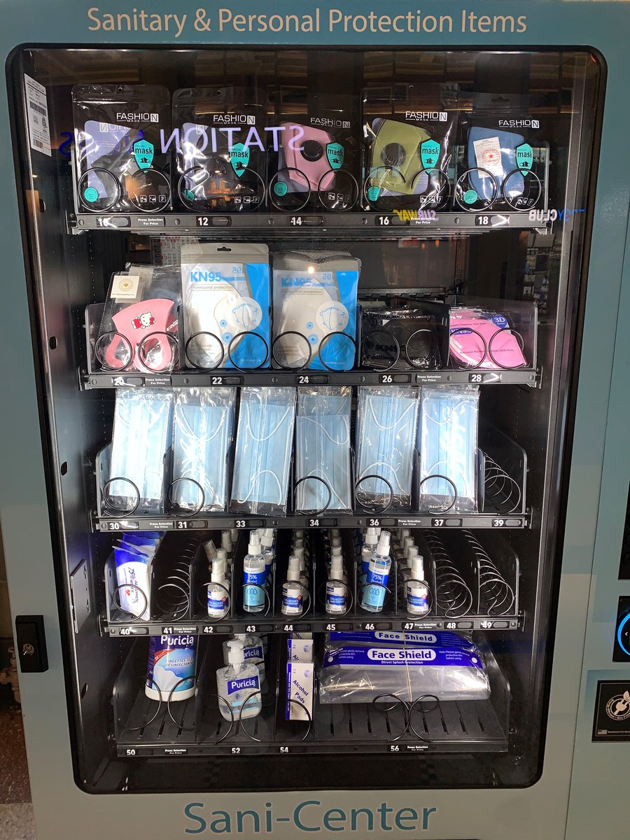 CityNewsVAN's tweet photo. A new vending machine at Waterfront SkyTrain station is offering essentials for commuters navigating the "new normal" of COVID-19 https://t.co/LA21JAy4uy https://t.co/GG9s6w1KRk