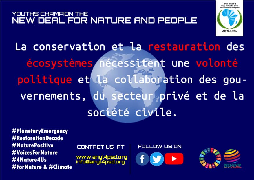 <<La restauration des #écosystèmes est réalisable à travers une approche de résolution des problèmes, une forte implication et engagement des communautés à tous les niveaux>>.
 <a href="/REGUIJEM_ONG/">Réseau Guinéen des Jeunes pour l'Emergence</a>
#PlanetaryEmergency
#NewDealForNature
#ForNature &amp; #climate
#Youth4Land
#4Nature4Us