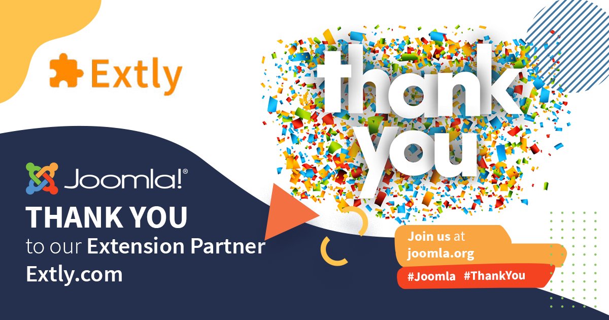 joomla's tweet image. A big shout out THANK YOU to our Extension Partner @extly for your support! You guys rock! 
#Joomla #ThankYou #ExtensionPartner #grateful #OpenSource  
extly.com