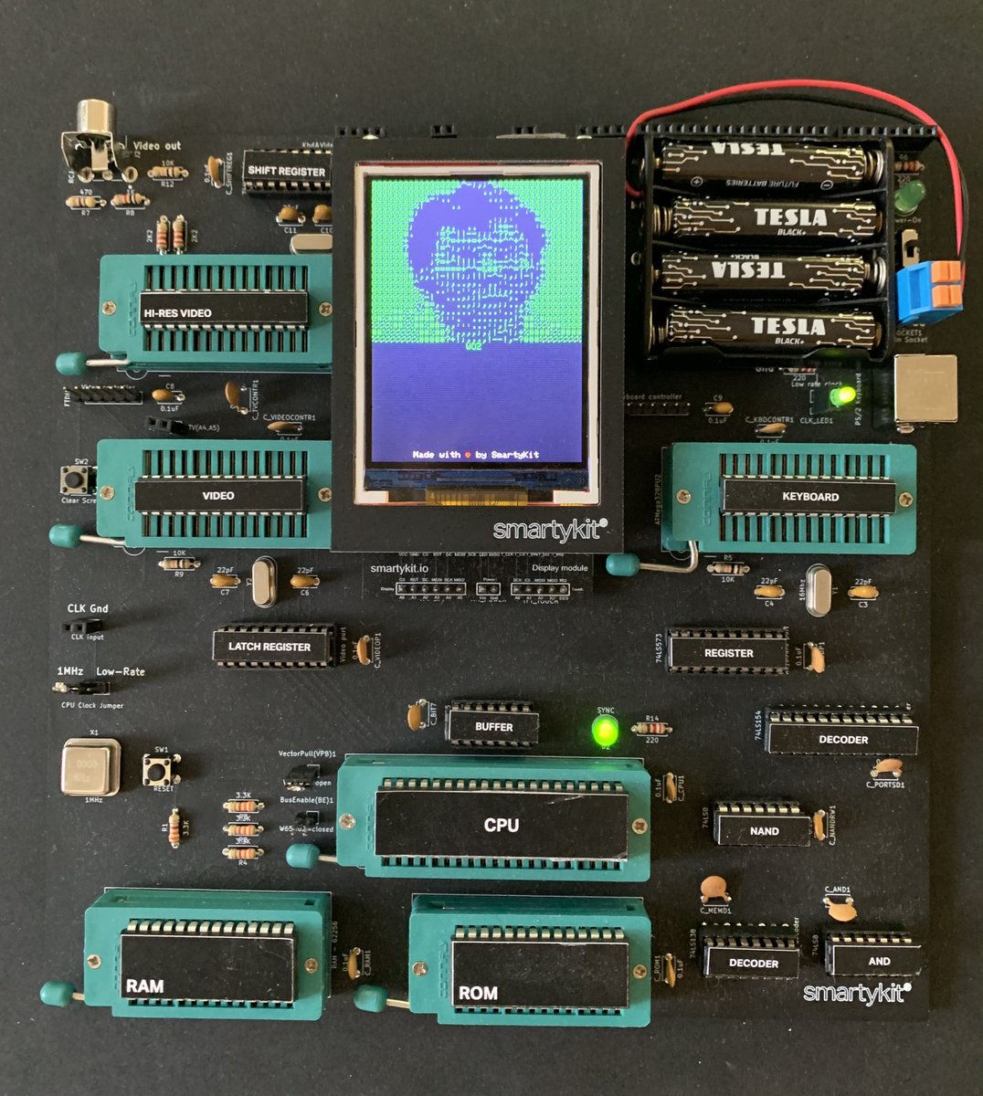 SmartykitE's tweet photo. Tests of #SmartyKit are successfully completed β
, it works like the original #Apple1 by @stevewoz. @WDC65XX CPU is inside. And it is powered by @Tesla batteries #electronics #computerkit #w65c02 https://t.co/y0ZmDOpkIi