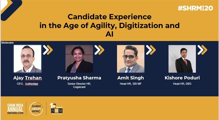 SHRMindia's tweet photo. Know about the #CandidateExperience in the Age of Agility, Digitization, and AI with @iamajaytrehan, Pratyusha Sharma Kishore Poduri, Amit Singh & Our #OnBoardingPartner @authbridge.
https://t.co/cLYmBUdksv
#SHRMI20 #VirtualConference #SHRM #futurenow #Global #GlobalWorkforce https://t.co/FFYGg5FP7C