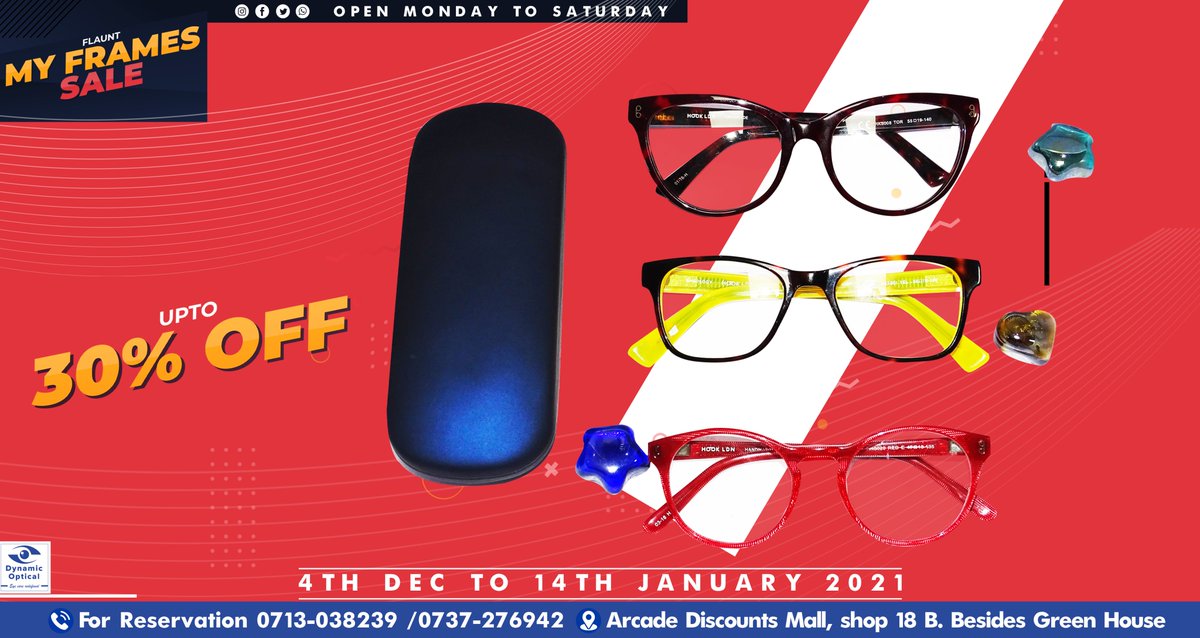 Dynamic_Optical's tweet image. This holiday season it's all about frames, frames and more frames. Get up to 30% OFF on frames with Dynamic Optical. Contact us on 0713038239 &amp;amp; 0737276942 or visit us at Arcade Discounts Mall. Shop 18B besides Green House on Ngong Road. #FlauntMyFrames