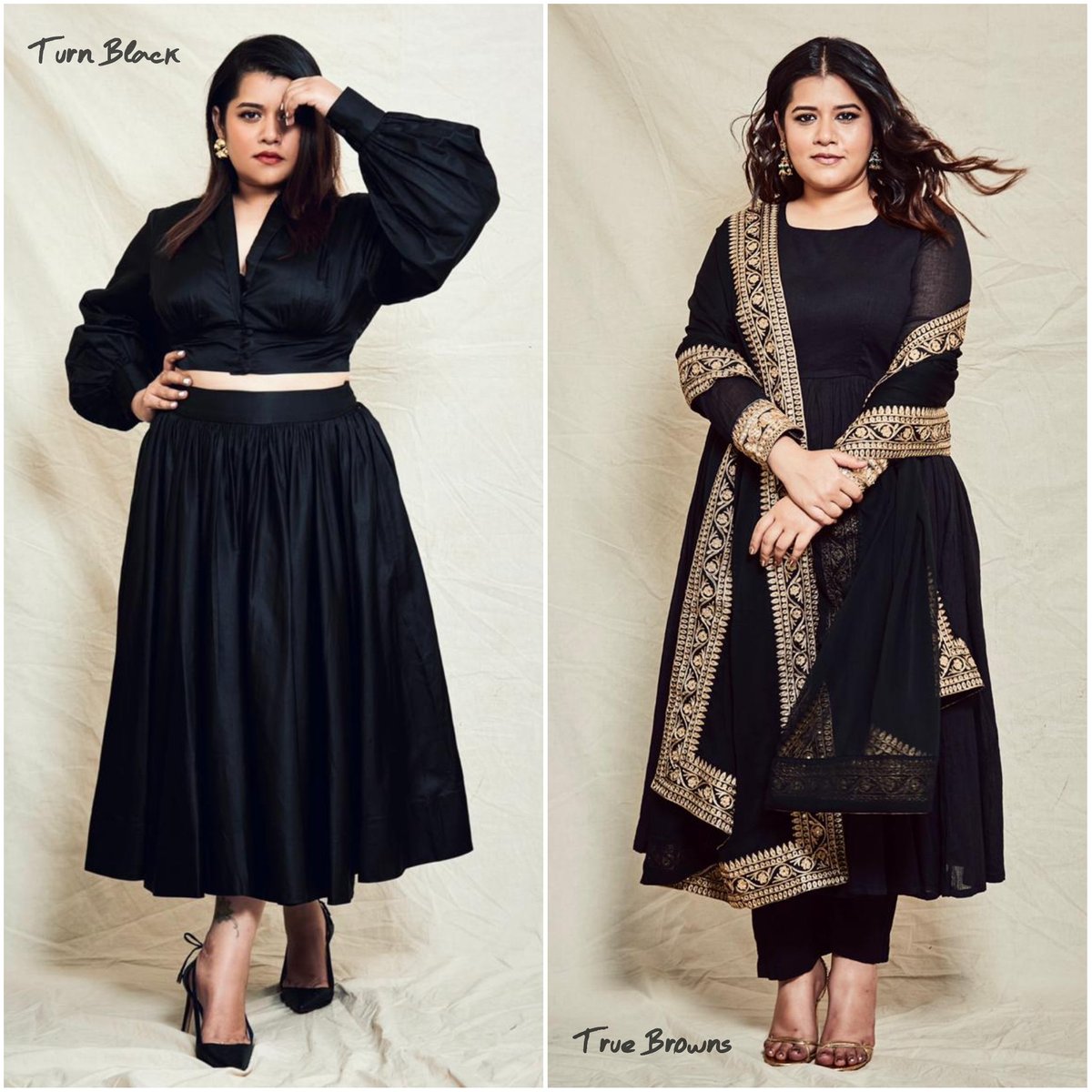 PrithamSadashiv's tweet photo. Style File: @ShikhaTalsania goes Black in @TurnBlackOffic1 Seperates & @TrueBrowns_TB Anarkali for #CoolieNo1 Film Promotions.
Styling - Pranay Jaitly & Shounak Amonkar
#OOTD #ShikhaTalsania #TurnBlack #TrueBrowns https://t.co/JELHbbdIC6