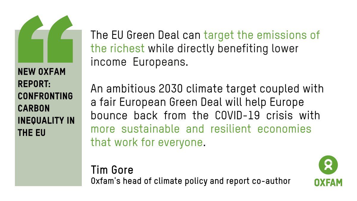 The poorest half of Europeans have cut their emissions by almost a quarter (24%), 'middle-income' citizens by 13%.By contrast, the richest 10% increased emissions by 3% and the richest 1% increased 5%.EU leaders must tackle  #CarbonInequality this week. #EUGreenDeal #EU2030