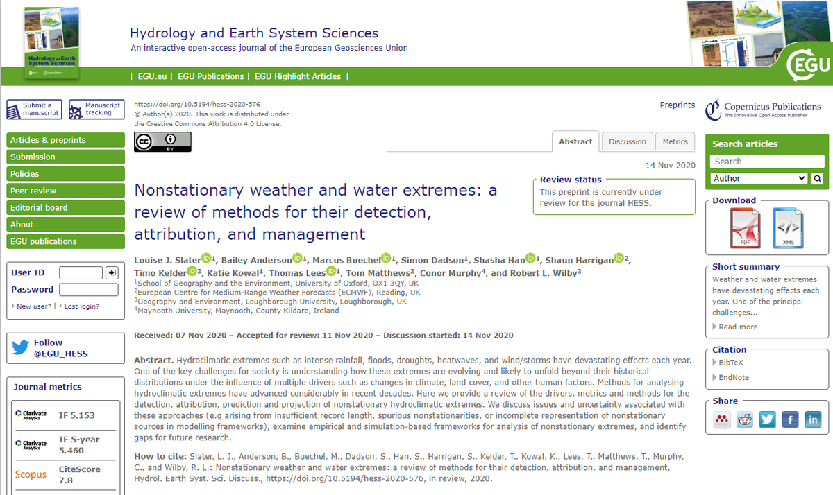 DrLouiseSlater's tweet photo. Interested in #nonstationary weather and water extremes? Our review article is currently under open discussion @EGU_HESS. We welcome all feedback and suggestions from the community! 
https://t.co/fq78FrkKmY
@EGU_HS @EGU_Atmos @EGU_GM #openaccess https://t.co/hCA2ObMIPg