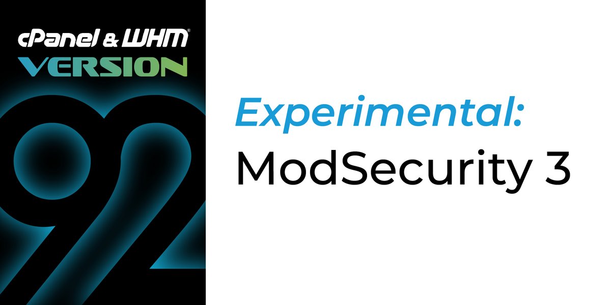 cPanel's tweet image. Now testing in cPanel &amp;amp; WHM® Version 92!

We now provide ModSecurity® 3.0 on an experimental basis. This new version supports servers that run both Apache and NGINX.

Click to learn more: bit.ly/336xHaq
#EasyApache ##cPanelV92 #NGINX #ModSecurity