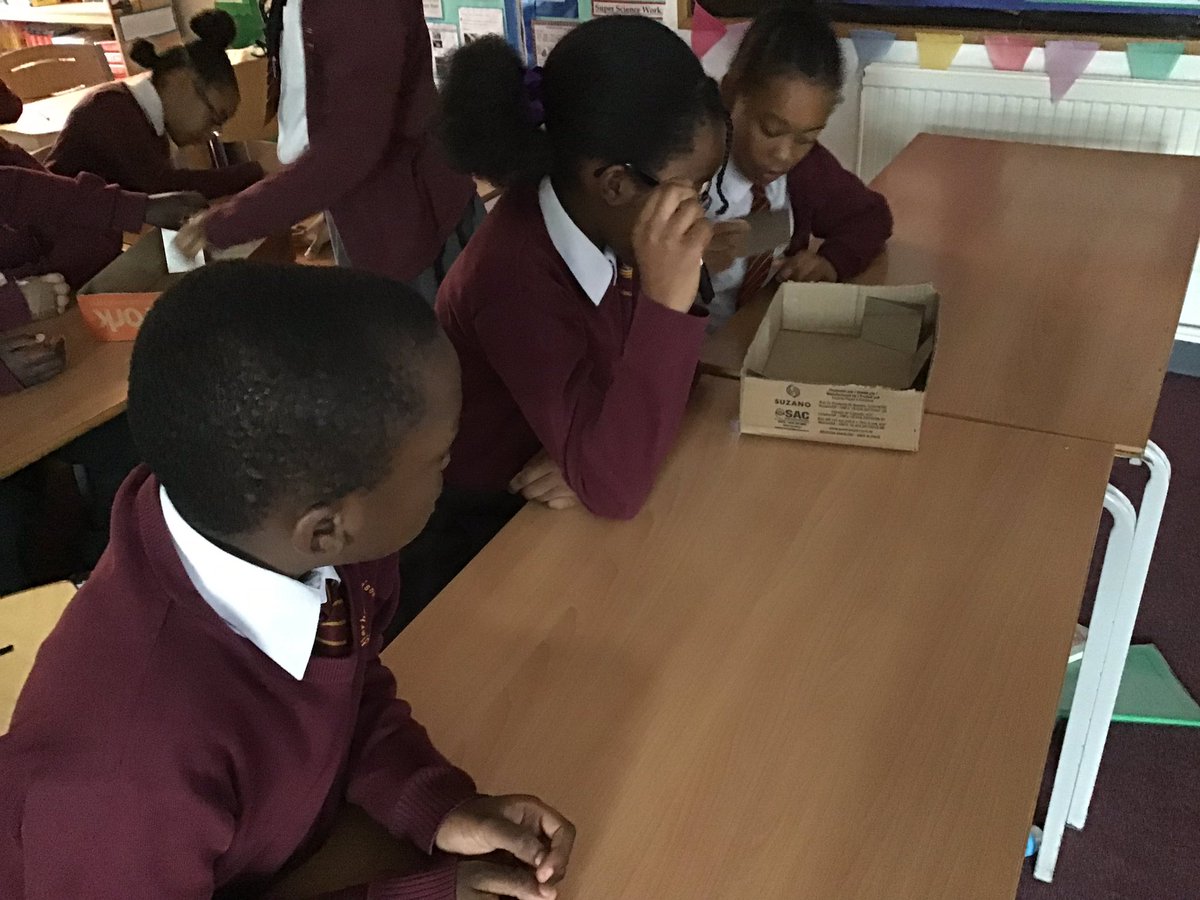 MissMHMPS's tweet photo. Year 6 @HerbMorrPriSch enjoyed their Science experiment this morning making laser mazes. Their challenge was to get the light around the shoe box by hitting each of the 5 mirrors they were given! @MissWardHMPS #HMPSScience https://t.co/yhMPcdnigl