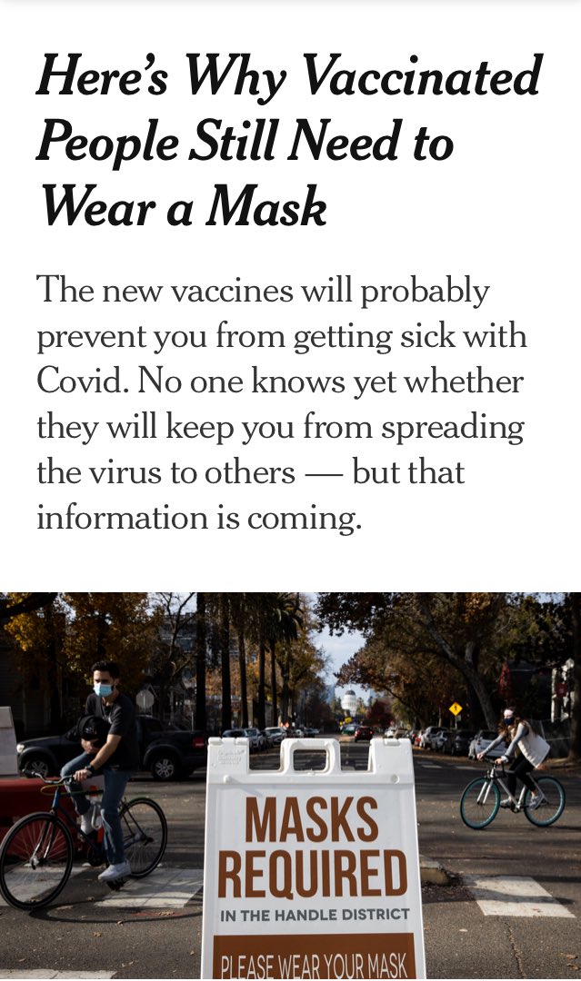 This is about to be very big news and rage bait for people who are sick of wearing masks:Because the injectable vaccines may only prevent symptoms but not contagion, masks will still be necessary. That is, until an oral or nasal vaccine can produce mucosal immunity.  $VXRT