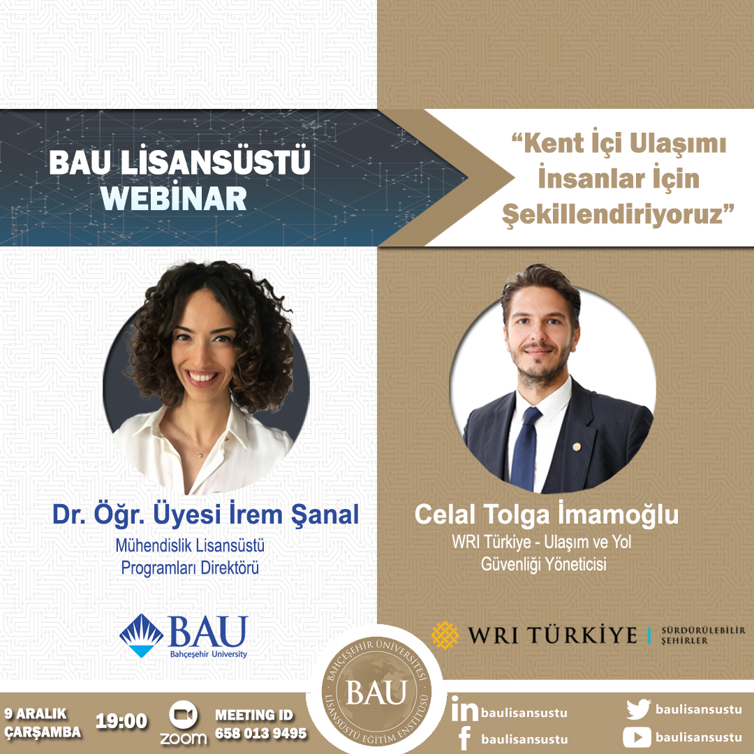 baulisansustu's tweet photo. Mühendislik Lisansüstü Programları Direktörü Dr. Öğr. Üyesi İrem Şanal ve WRI Türkiye- Ulaşım ve Yol Güvenliği Yöneticisi Celal Tolga İmamoğlu, “Kent içi ulaşımı insanlar için şekillendiriyoruz” konulu Webinar’da buluşuyor! @WRISehirler 

🗓 9 Aralık Çarşamba
⏱ 19:00
📌 Zoom https://t.co/qt24D0yTz4