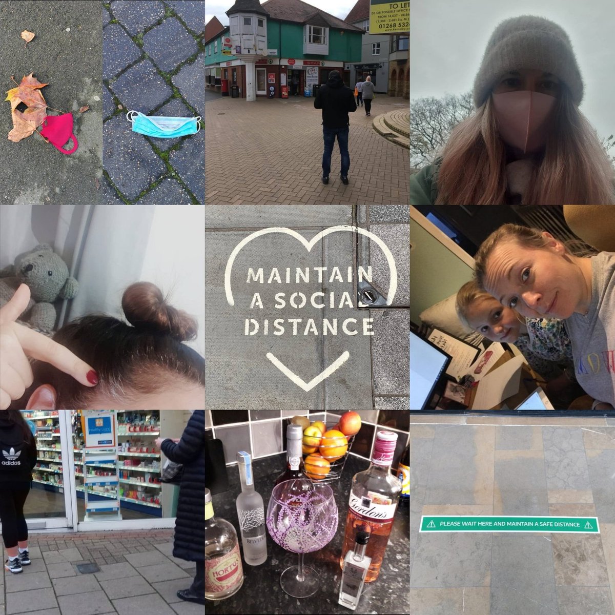 Photo Challenge! This month it was #TheNewNorm - from everything to masks on the ground, to grey hair, to bars in the kitchen, queues for everything! What is your 'new norm' now? #VirtualVixensWI #WomensInstitute #TheNewNorm #CovidLife #Covid #Masks #WFH #GreyHairDontCare #Swipe