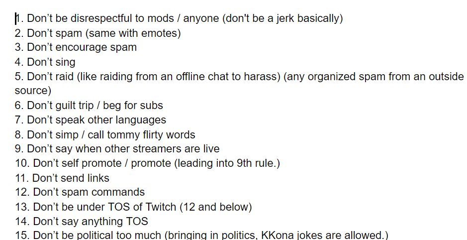 hey guys! so since tommy mentioned offline chat, please listen and follow chat rules! (most of them that i know)
no im not mod LMAO but i mini mod chat, if u do something bad ur getting on the list tmmyO