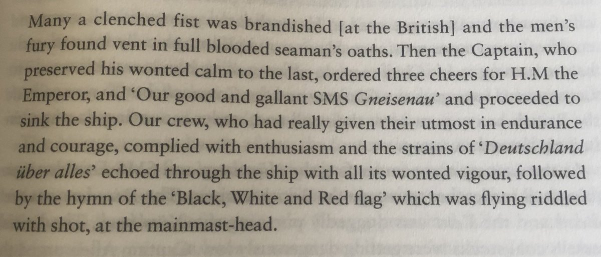 Gneisenau was in a poor state as well with her hull deeply holed, the dressing room took a direct hit killing the wounded and the Fleet surgeon. Maerker was also under fire from the two battle cruisers and Stoddart’s armoured cruiser, Carnarvon so ordered “Abandon Ship”