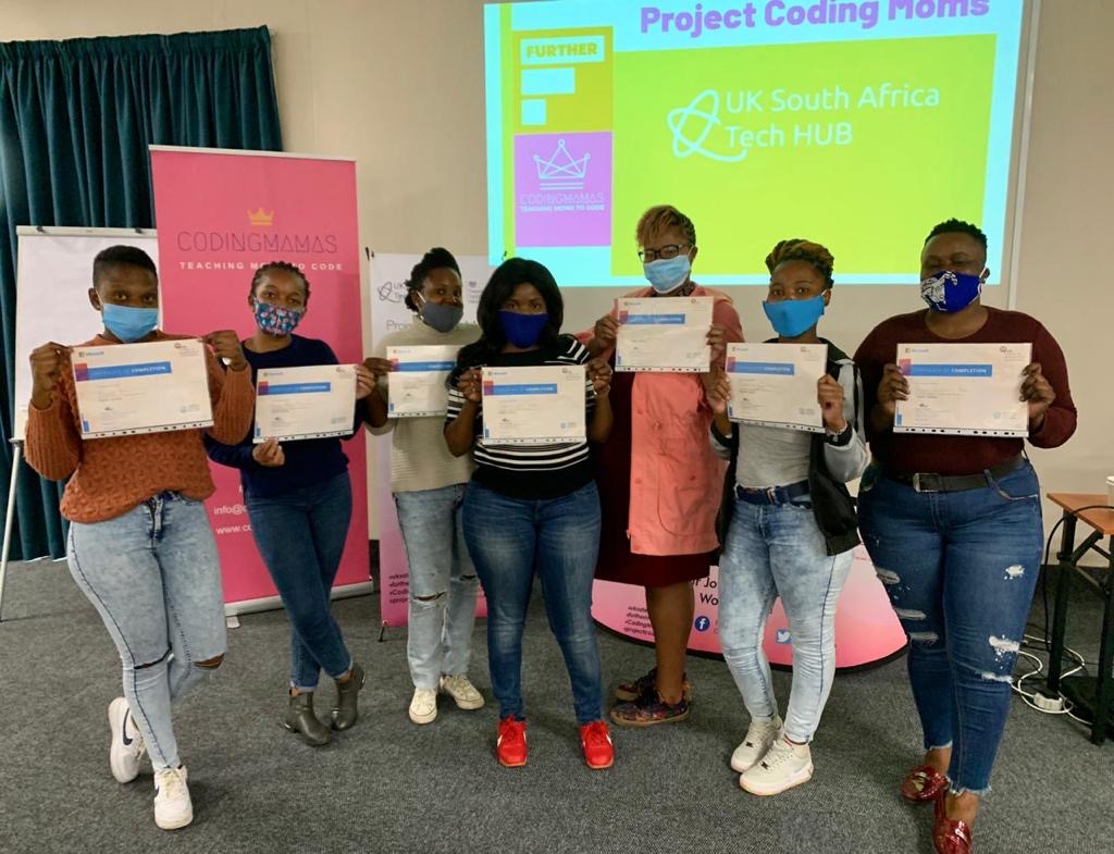 ukinsouthafrica's tweet image. Last week @UKSATechHub launched #codingmoms, a digital training programme delivered in communities where #GBV is prevalent. Women are taught digital skills to help them to participate in the digital economy while creating an enabling environment for their children. #16Days