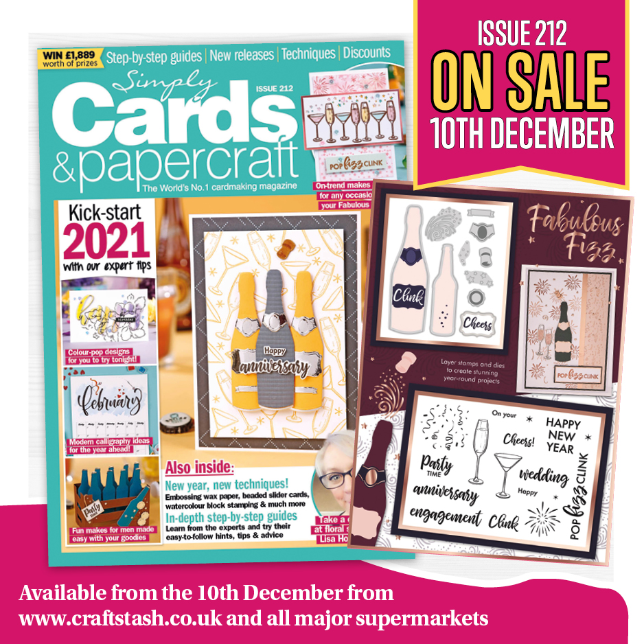 We are very excited with Simply Cards &amp; Papercraft issue 212 that includes a gorgeous 26-piece stamp &amp; die set! Coordinate it with Let's Celebrate die set from Die-Cutting Essentials Magazine #72! 🥂 
keep an eye on CraftStash because it will be available in just two days!