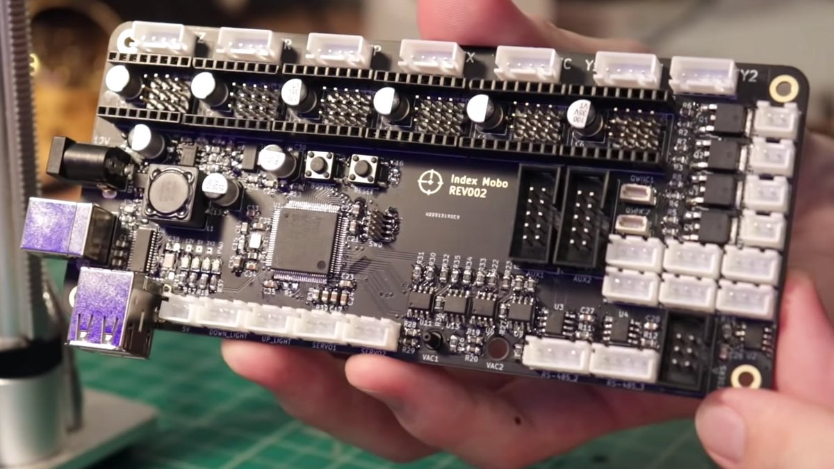 Hacksterio's tweet photo. .@stephentherobot completes the motherboard for his Index PnP machine: https://t.co/RSbkV6qqbY https://t.co/R8U8g7PrZn
