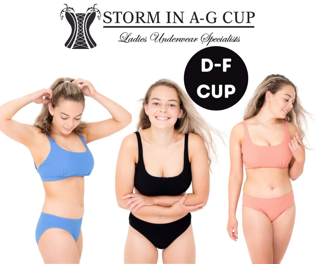 Storm In A-G Cup on X: Locally manufactured swimwear 🇿🇦 We got your cups  covered. R1 280.00 Bikini set UNDERWIRE crop top. BLUE #Durbanville 32D, 32E,  32F, 34D, 34E, 34F, 36E BLACK #