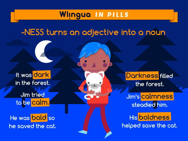 With one suffix, you can change an adjective to a noun! Expand your vocabulary today.  #englishlesson #aprenderinglés #inglés #aprenderinglés #inglésfácil #cursoinglés #Englischlernen #apprendreanglais #aprenderinglês