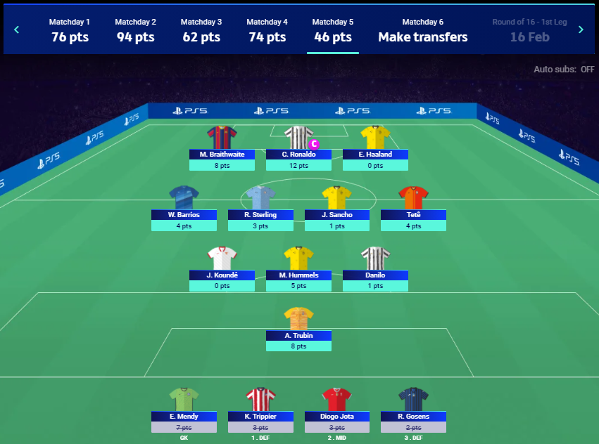 FPLRank404's tweet photo. #UCLFantasy #MD5

🌎OR: 6,736🔻

Bad MD team performance with many absentees including Danilo, Kounde, Sancho, Jota and Haaland 😭 https://t.co/bRsGx7s7gu