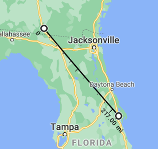 Now, let’s take a gander and follow the arrow (2)17 miles SE. Would you believe me if I told you there’s an airport called Space Coast Regional with the exact same design, only it’s mirrored? There’s also a business called MAG (A)erospace 