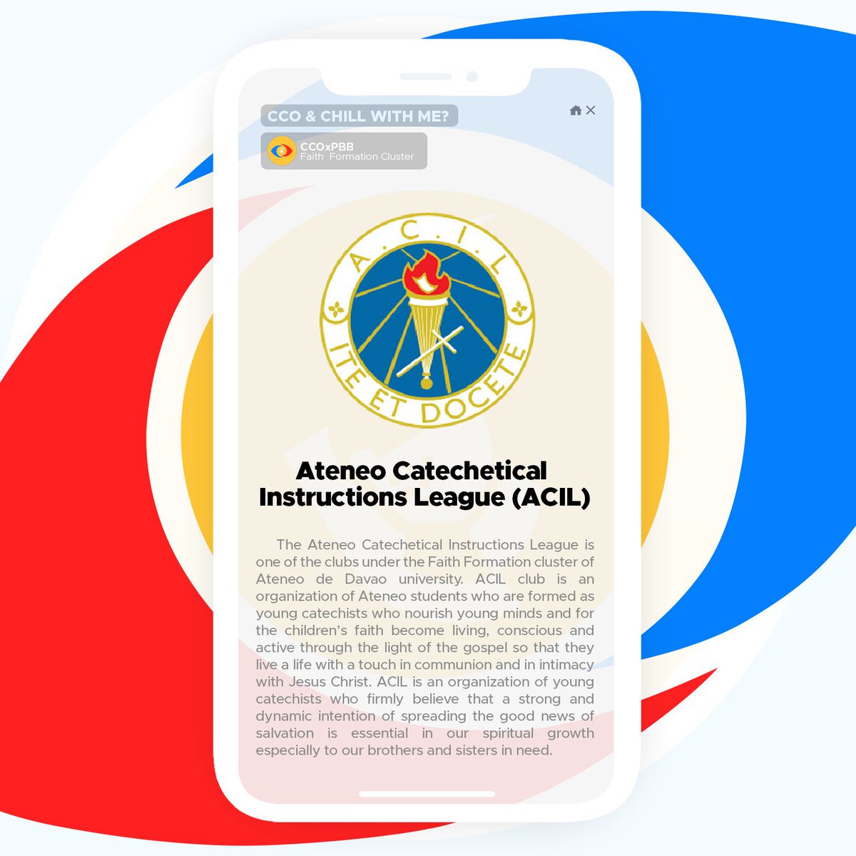 COA_Davao's tweet photo. #CCOnnect with the Ateneo Catechetical Instructions League (ACIL)!

ACIL is an organization of young catechists who firmly believe that a strong and dynamic intention of spreading the good news of salvation is essential in our spiritual growth. https://t.co/CJGbPZx02P