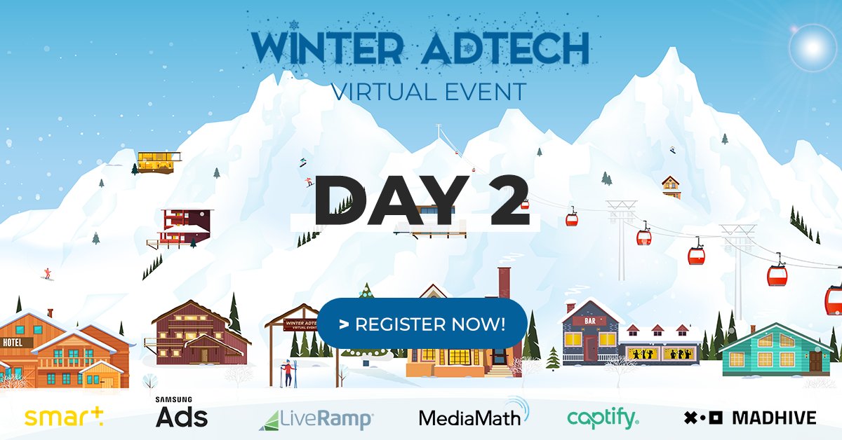 Equativ's tweet photo. Day 2 of the #WinterAdtech! ❄️ Join us today for 5 great panels around #adtech topics like the #cookieless future, #CTV programmatic, intent-packed search #data and #trust! With @mediamath, @Samsung_Ads, @Captify, @madhivetech & @LiveRamp - Register ➡️ https://t.co/DItzKojzny https://t.co/gjK1KZRaXS