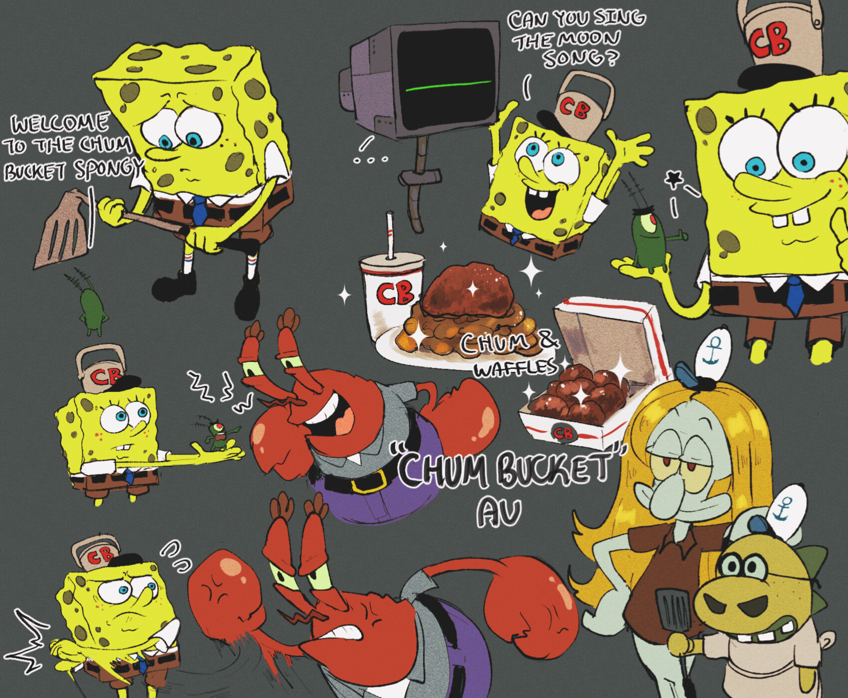 🦀 Kouwelm 🦀(⚠️NSFW- Slight Gore/Horror) on X: Spongebob AU where  spongebob doesn't find the spatula Mr. Krabs told him to find in the first  episode and instead applies to the Chum Bucket.
