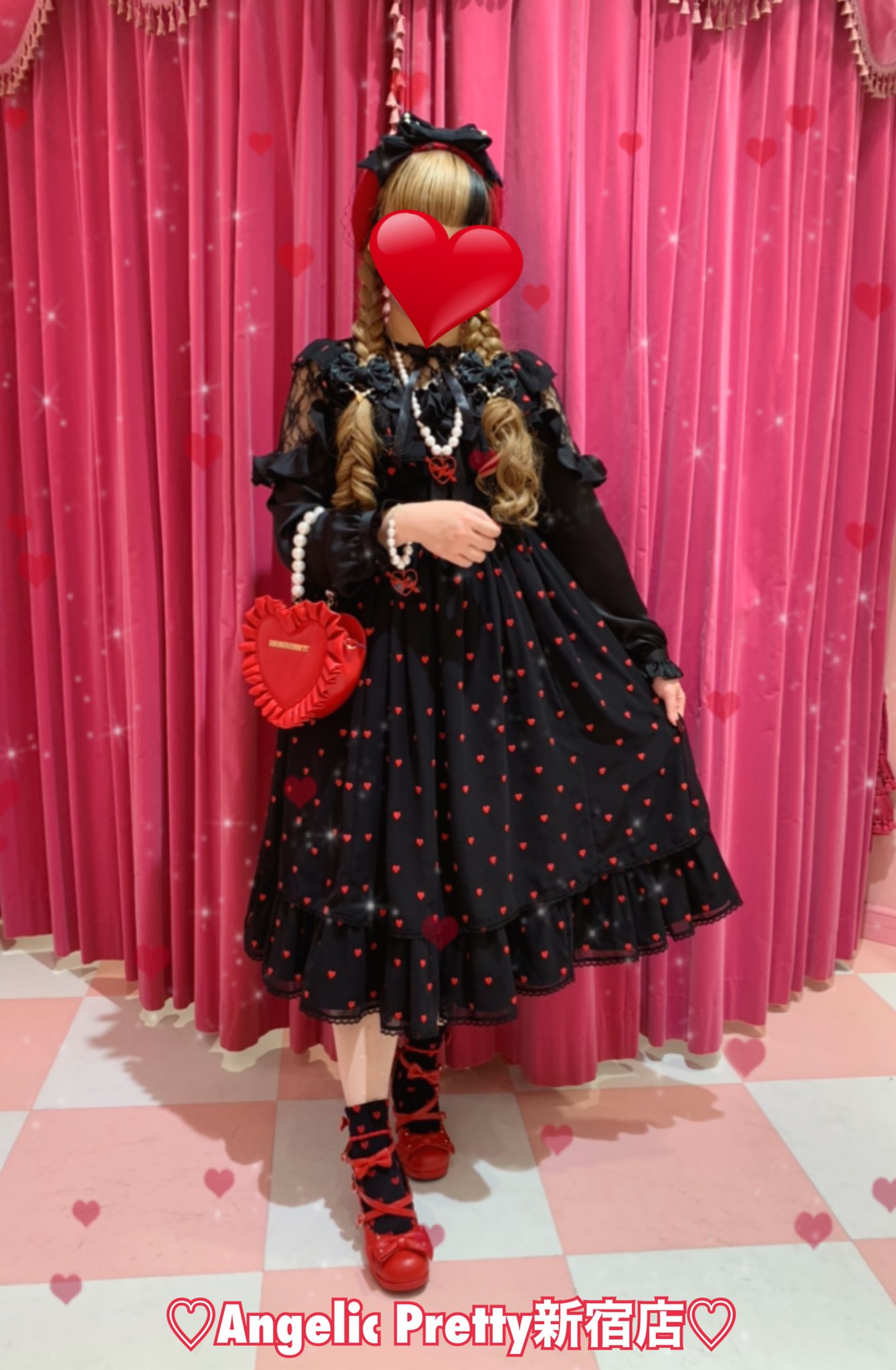 2022年限定カラー AngelicPretty DollyHeart JSK赤 - ひざ丈ワンピース