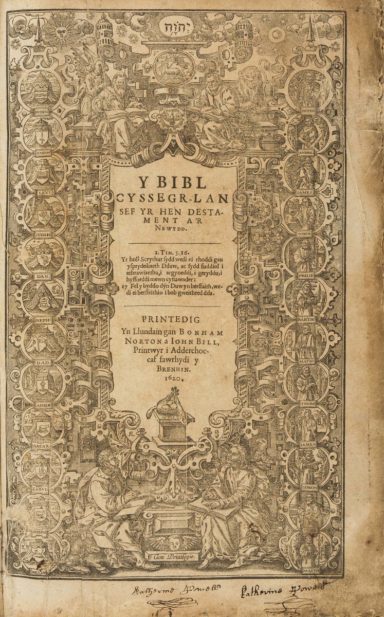 THE BIBLE IN WELSH.Y Bibl Cyssegr-lan, Sef Yr Hen Destament A'r Newydd. Printed in 1620, this is the Welsh equivalent of the 1611 King James Bible. Copies were supplied to all churches in Wales. It remained the standard edition of the Welsh Bible until the 20th century. 1/6