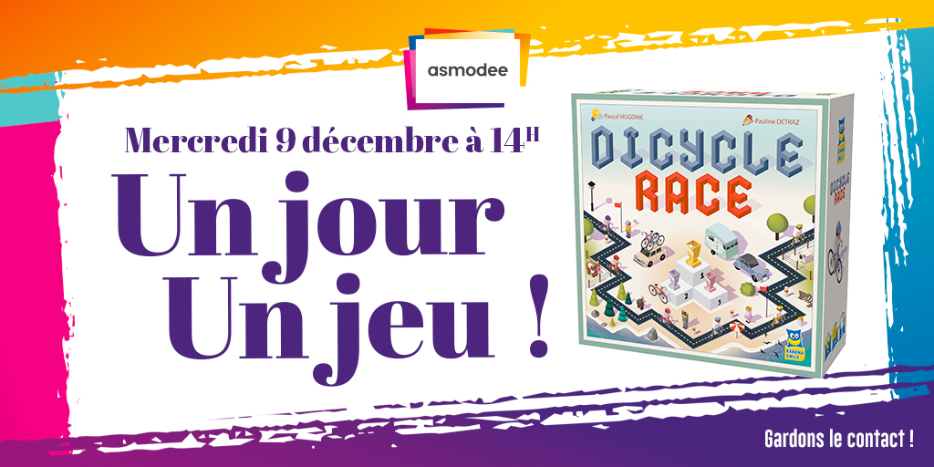 asmodee_fr's tweet photo. 🚴 #CONCOURS 😀

Tentez de gagner #DICYCLERACE ! Un jeu de course simple et rapide de @BS_Board_Games !

Pour participer :

✅ Follow @Asmodee_fr
 + RT ce tweet
✅ Tag ton partenaire de jeu
💡 Jouez aussi sur FB+Insta

TAS 10/12 à 14h #j2s https://t.co/vjCTTJSOO2