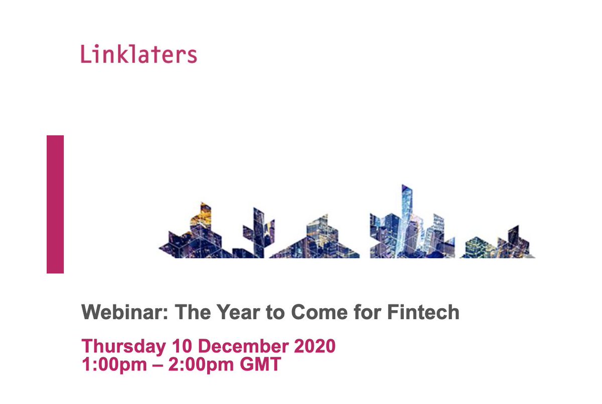 Early gift for all interested in the legal outlook for #Fintech in 2021. #Fintech experts at <a href="/linklaterstech/">Linklaters Tech</a> are holding a free webinar to look at CBDC, Cross-border payments, DeFi, Alternative payment models, AI in FS and much more. 

Register @ workcast.com/register?cpak=…